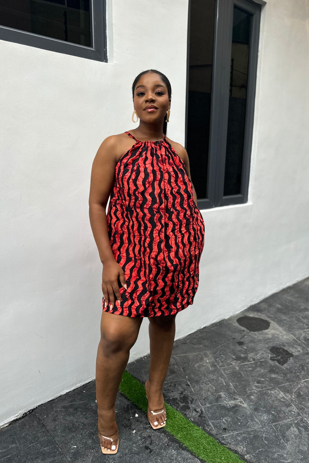 FOLU ALTERNECK DRESS IN CORAL