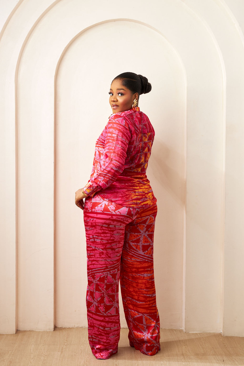 Elegant Adire Batik Silk Pant Set for Women