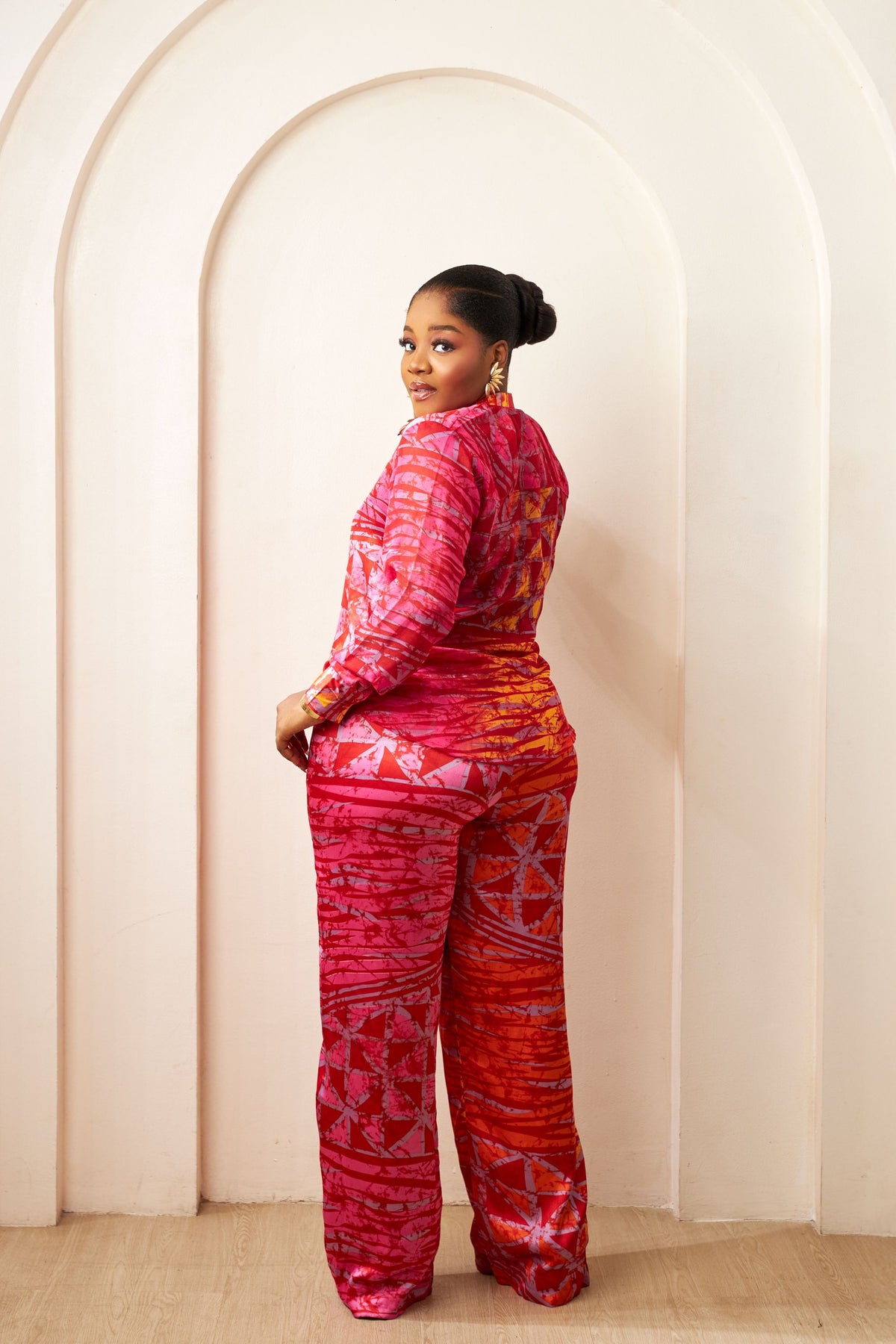 Elegant Adire Batik Silk Pant Set for Women