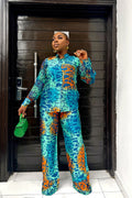 Elegant Adire Batik Silk Pant Set for Women