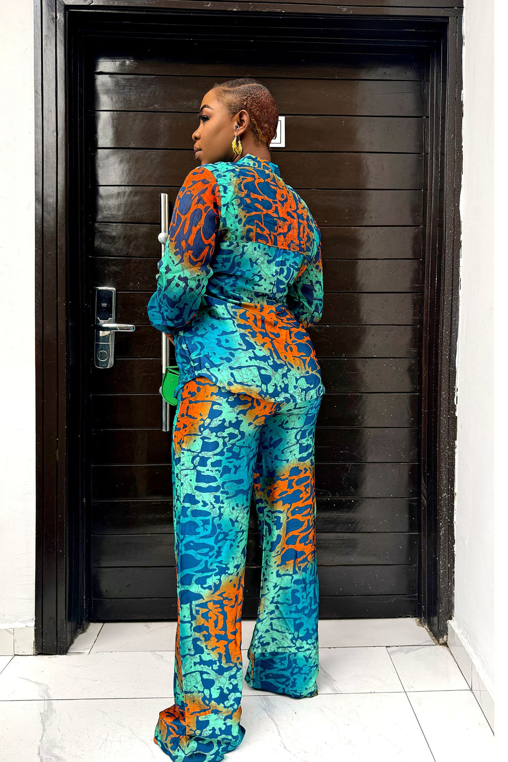Elegant Adire Batik Silk Pant Set for Women