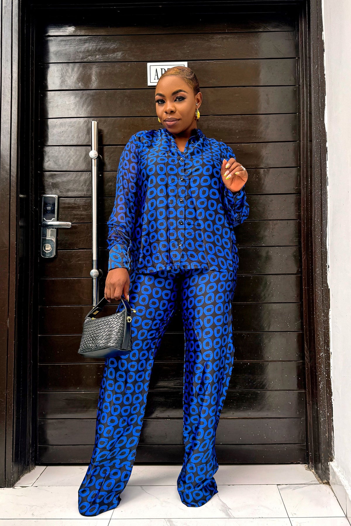Elegant Adire Batik Silk Pant Set for Women