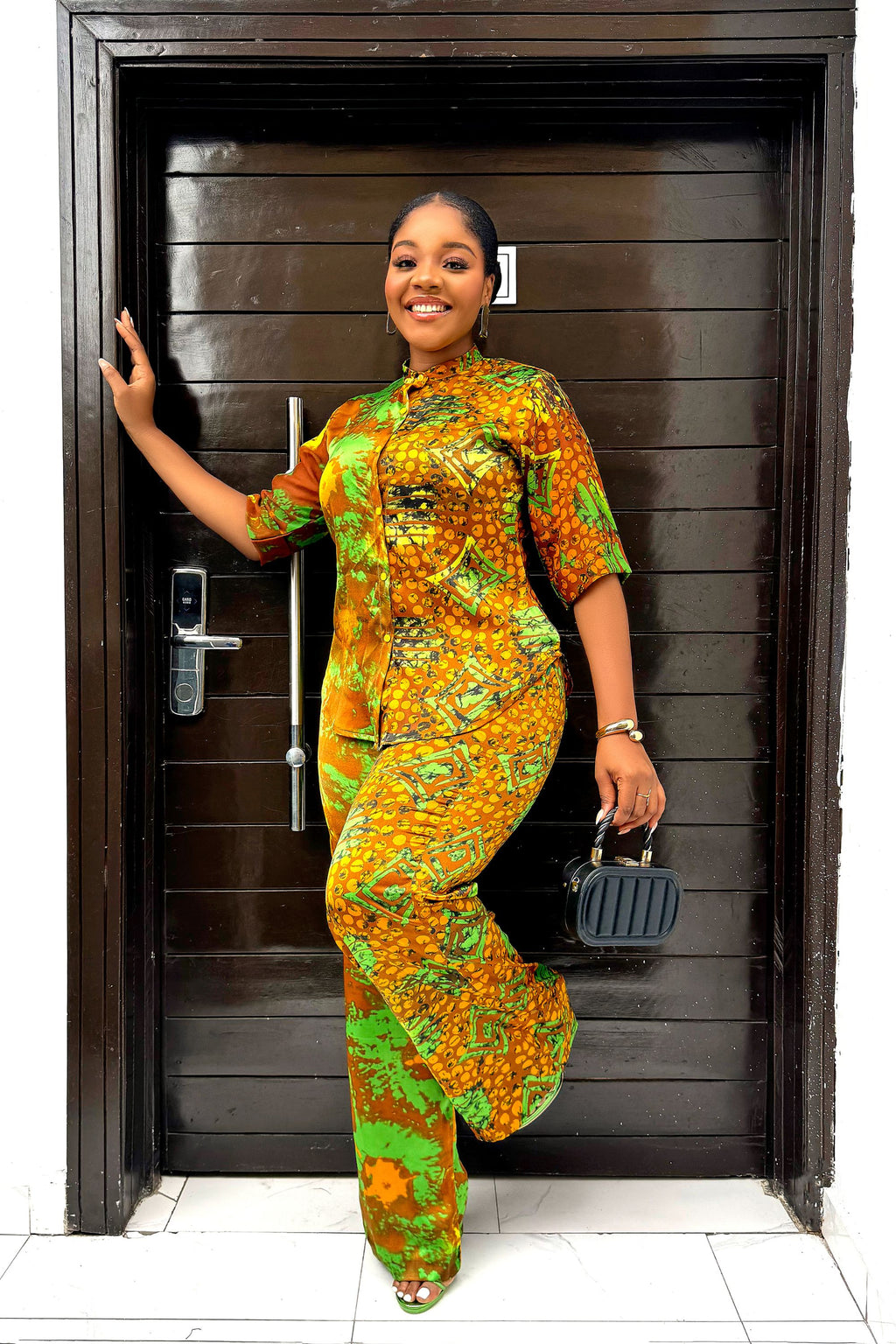 Elegant Adire Batik Silk Pant Set for Women