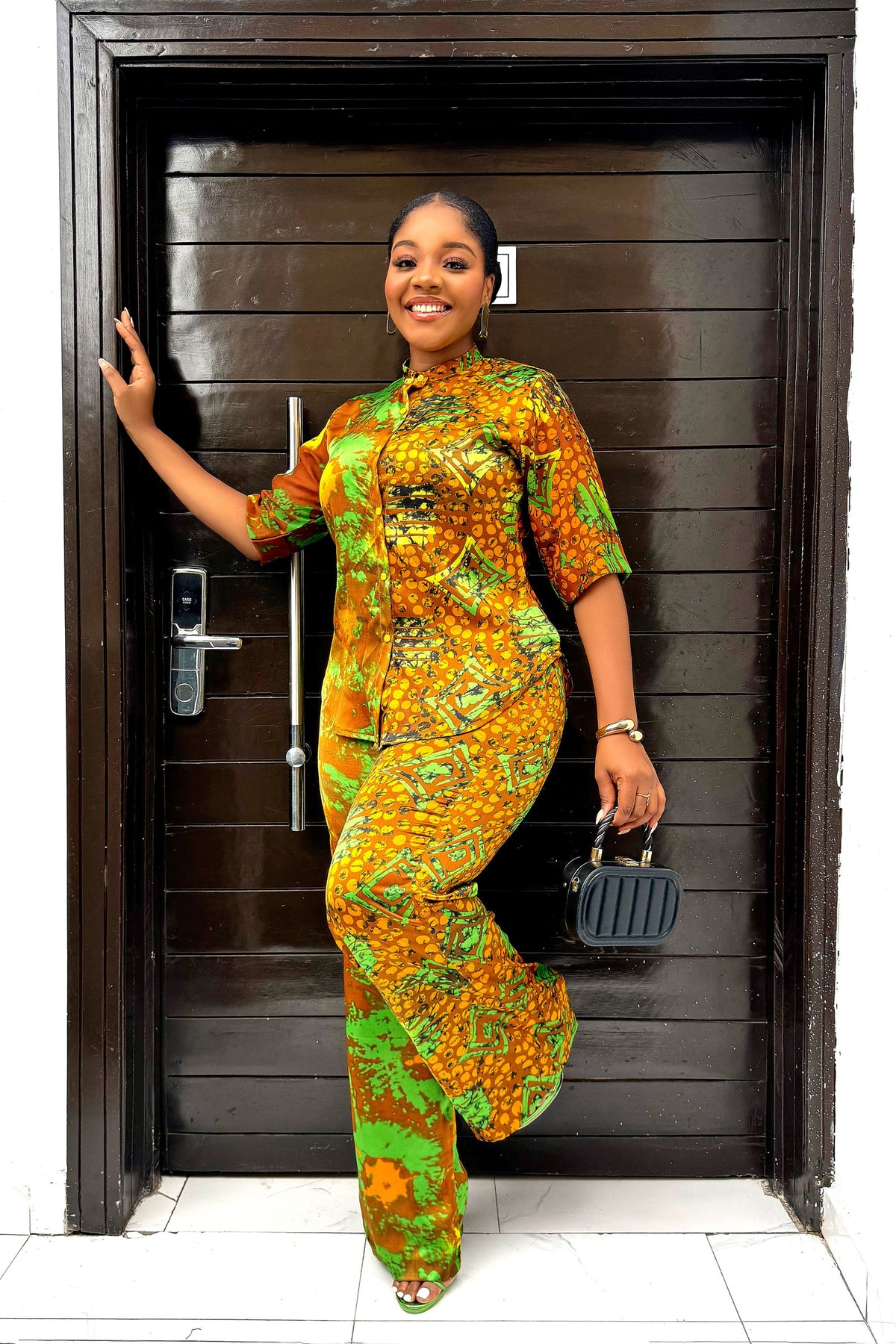 Elegant Adire Batik Silk Pant Set for Women
