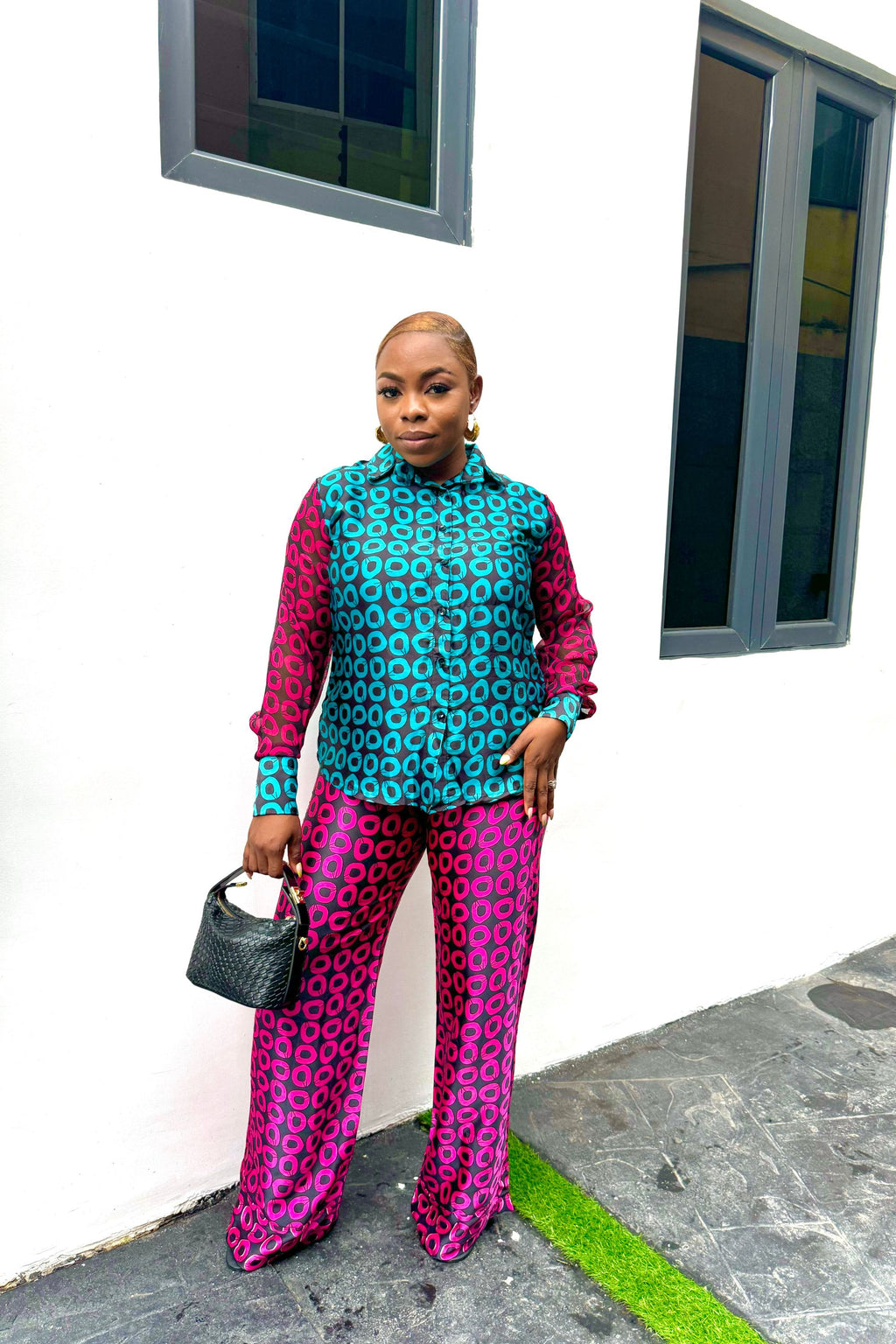 Elegant Adire Batik Silk Pant Set for Women