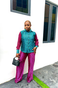 Elegant Adire Batik Silk Pant Set for Women