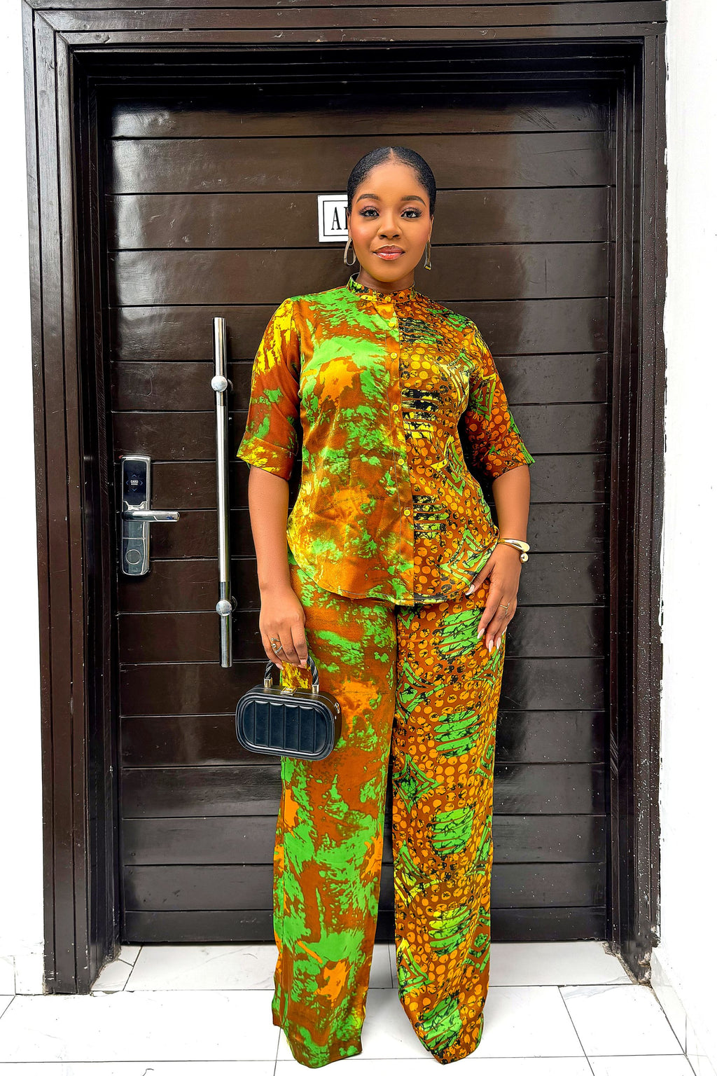 Elegant Adire Batik Silk Pant Set for Women