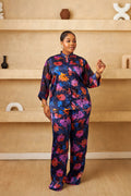 Elegant Adire Batik Silk Pant Set for Women