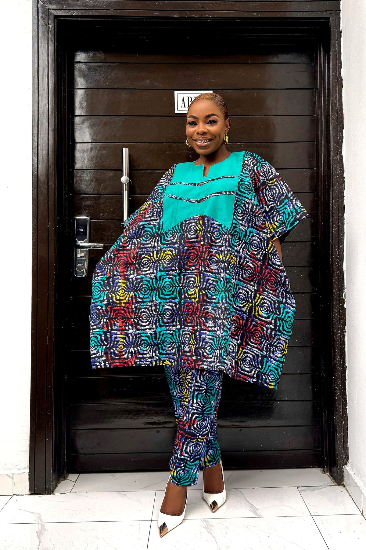 Asunke Agbada Two Piece Set in Teal