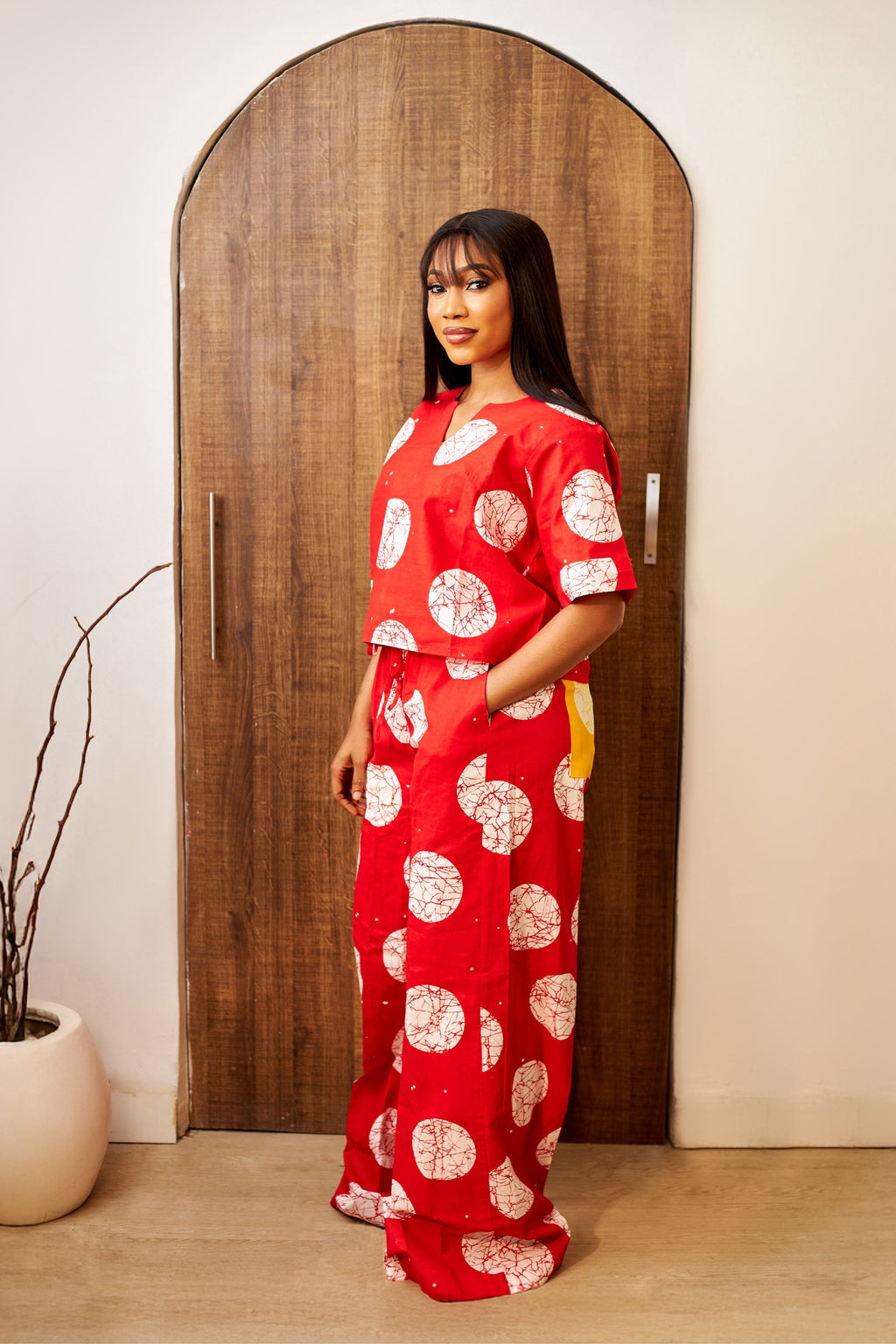 Adire Inspired Ankara High Waist Pant & Crop Top Set