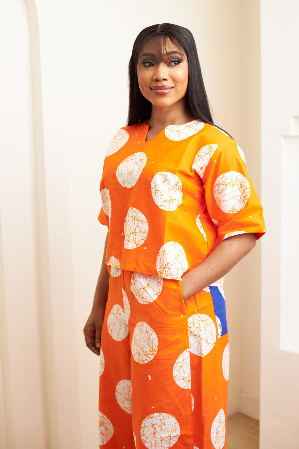 Adire Inspired Ankara High Waist Pant & Crop Top Set