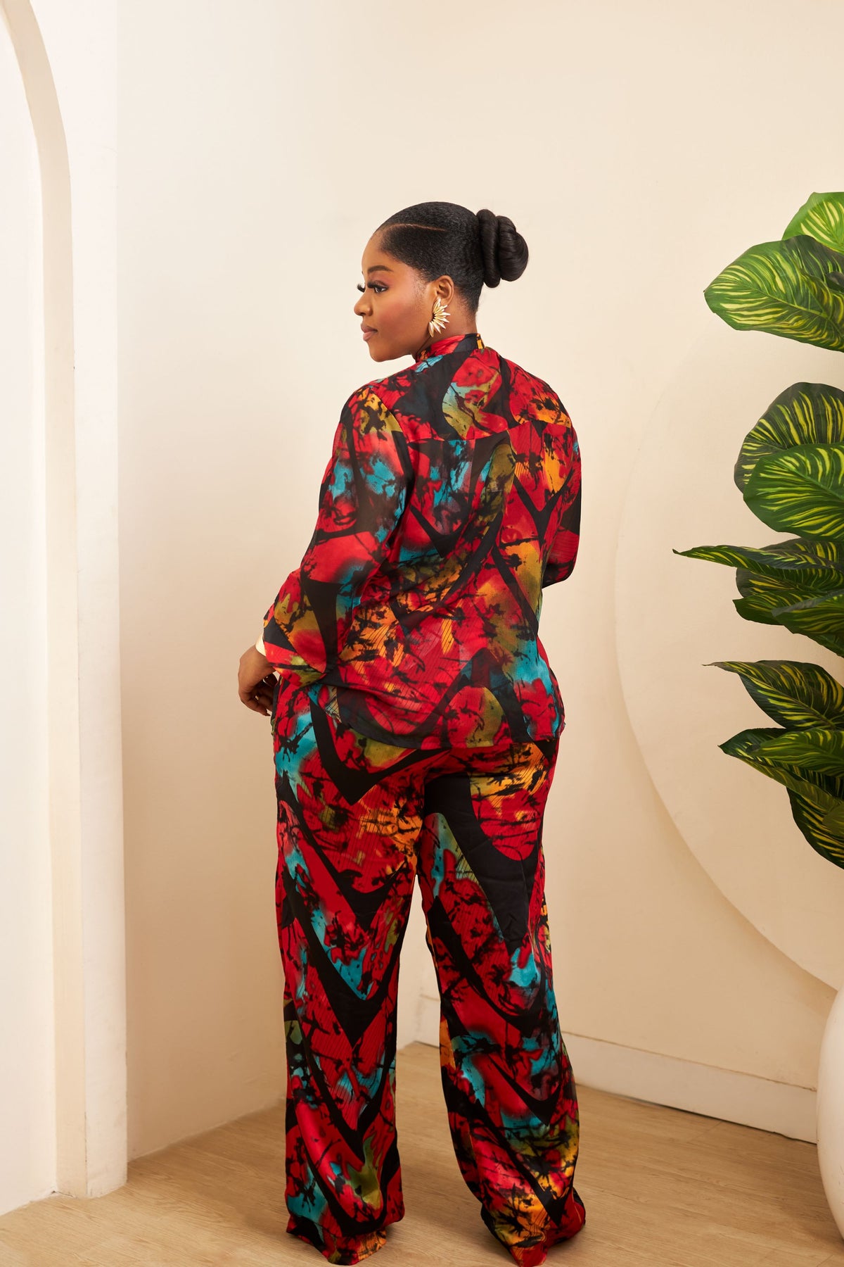 Elegant Adire Batik Silk Pant Set for Women