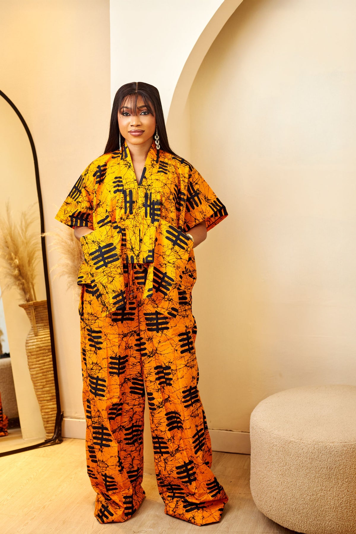 Oversized Pocket Top & Baggy Wide-Leg Pants