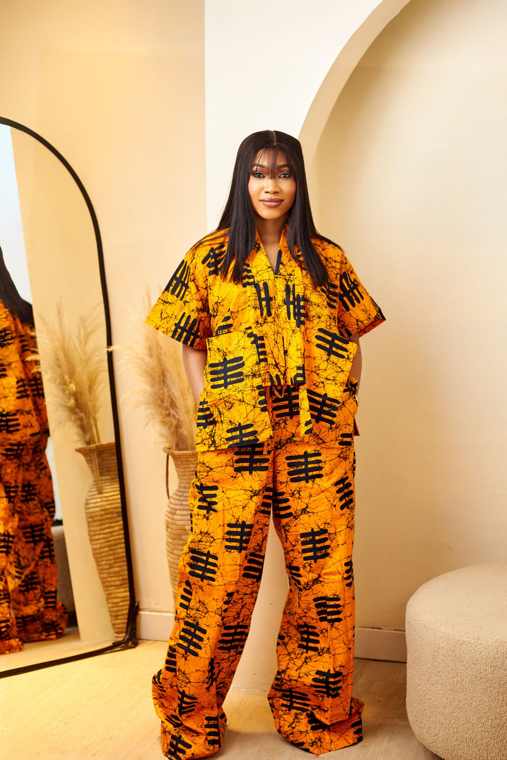 Oversized Pocket Top & Baggy Wide-Leg Pants