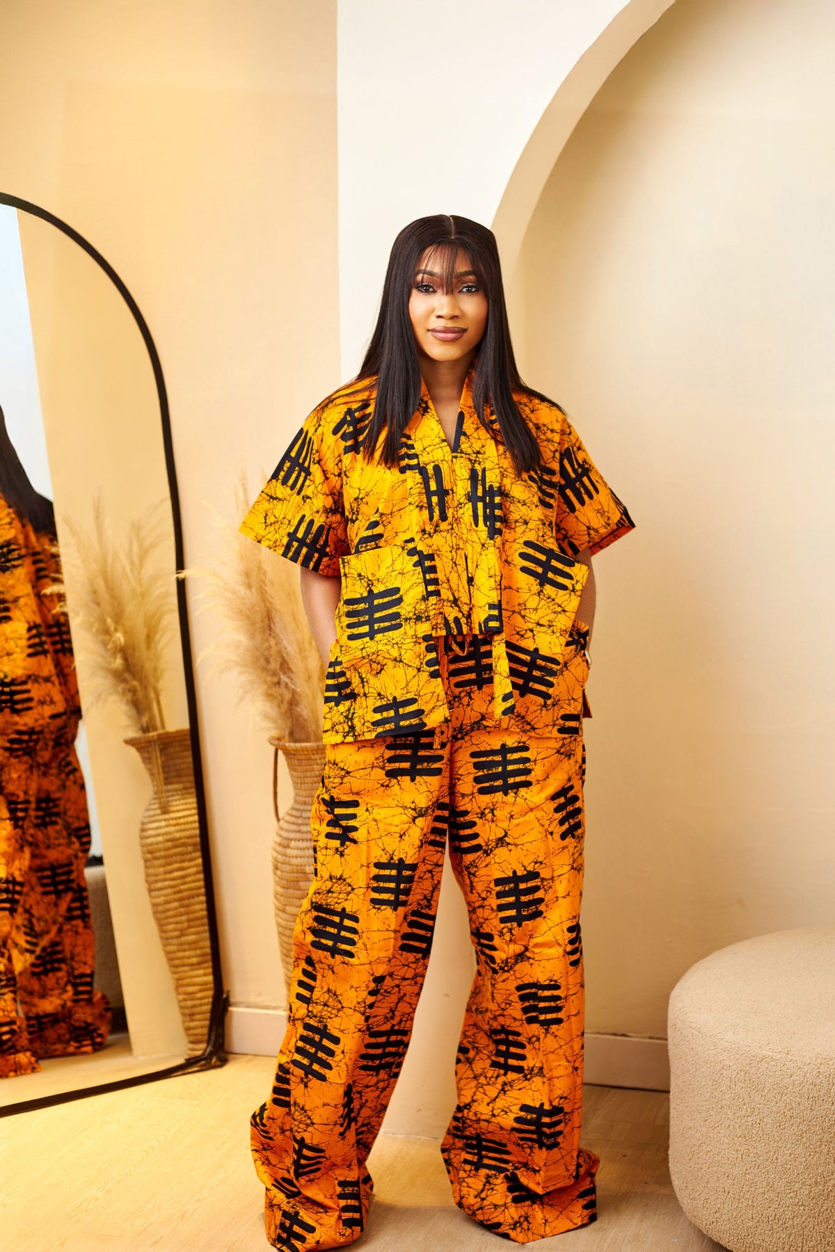 Oversized Pocket Top & Baggy Wide-Leg Pants