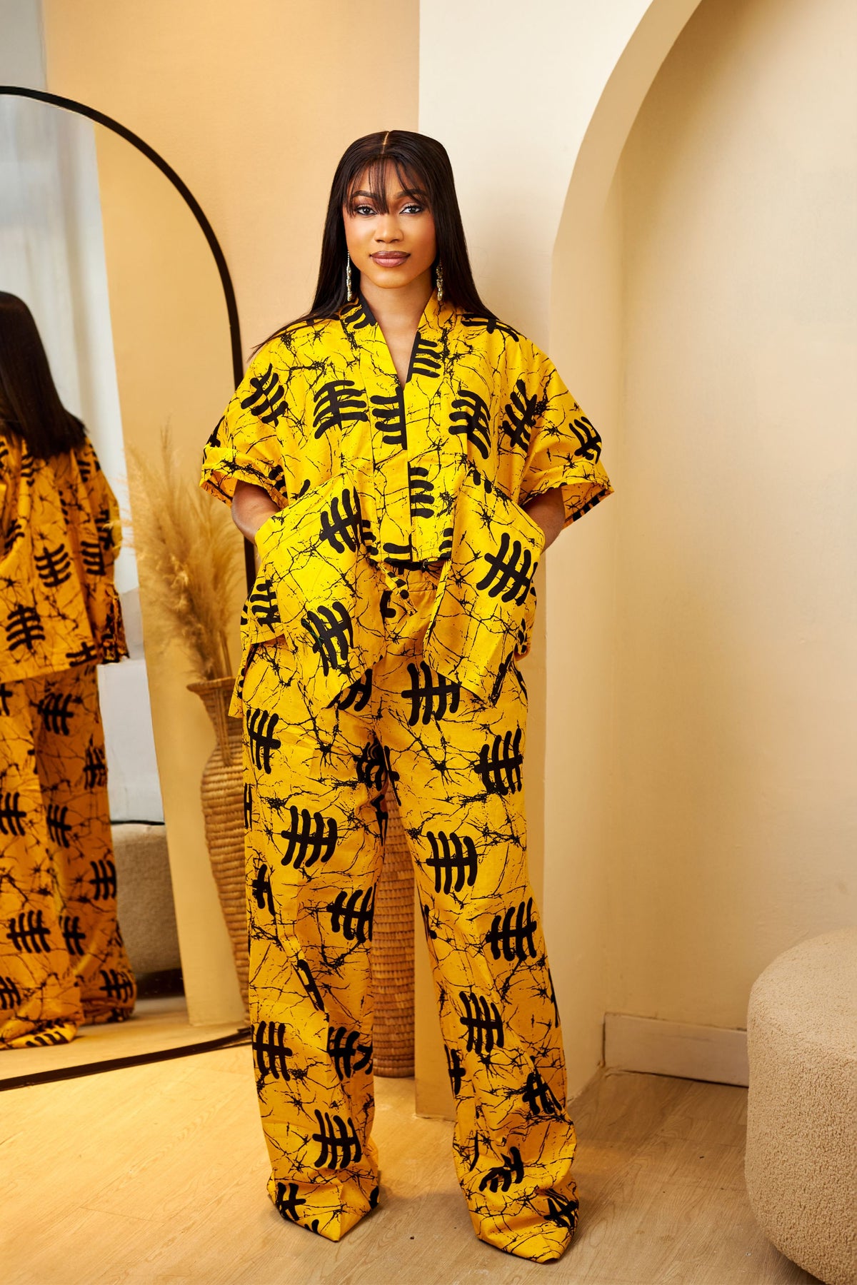 Oversized Pocket Top & Baggy Wide-Leg Pants