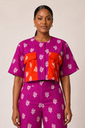 Multi Pockets Cargo Pant Set In Fuschia