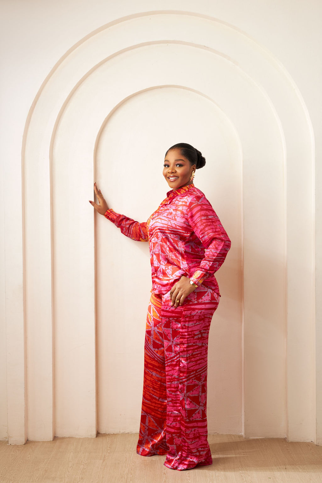 Elegant Adire Batik Silk Pant Set for Women