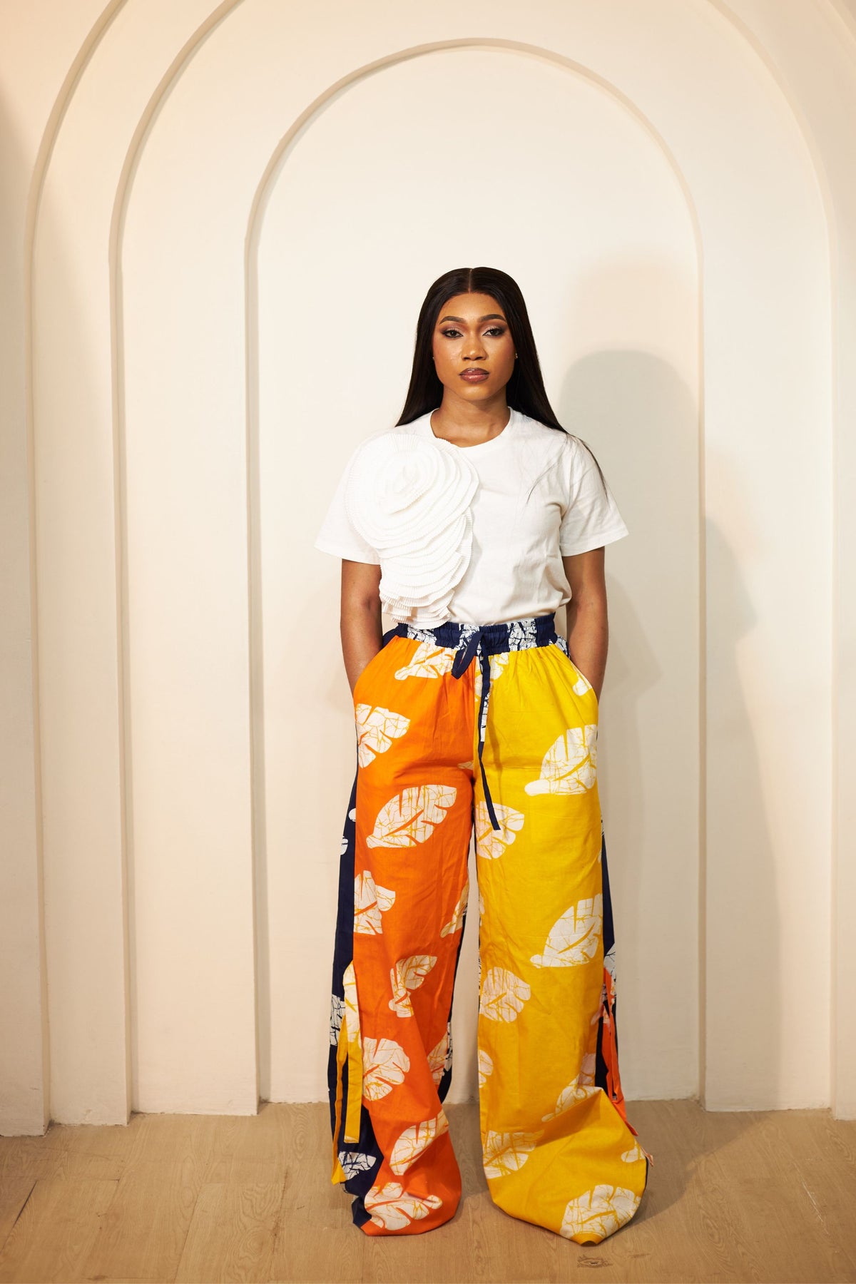 High Waist Ankara Pants with Wide Legs