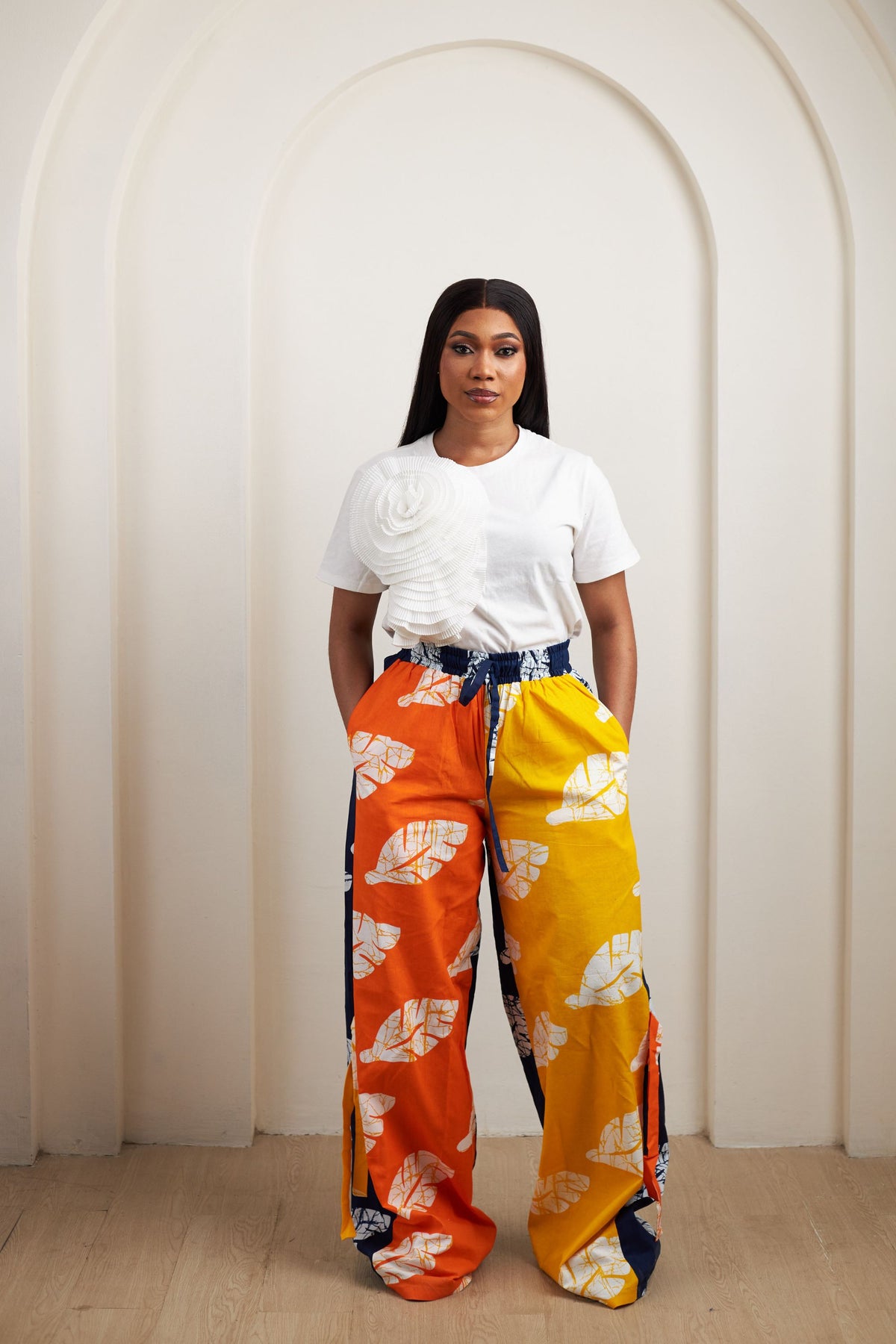 High Waist Ankara Pants with Wide Legs