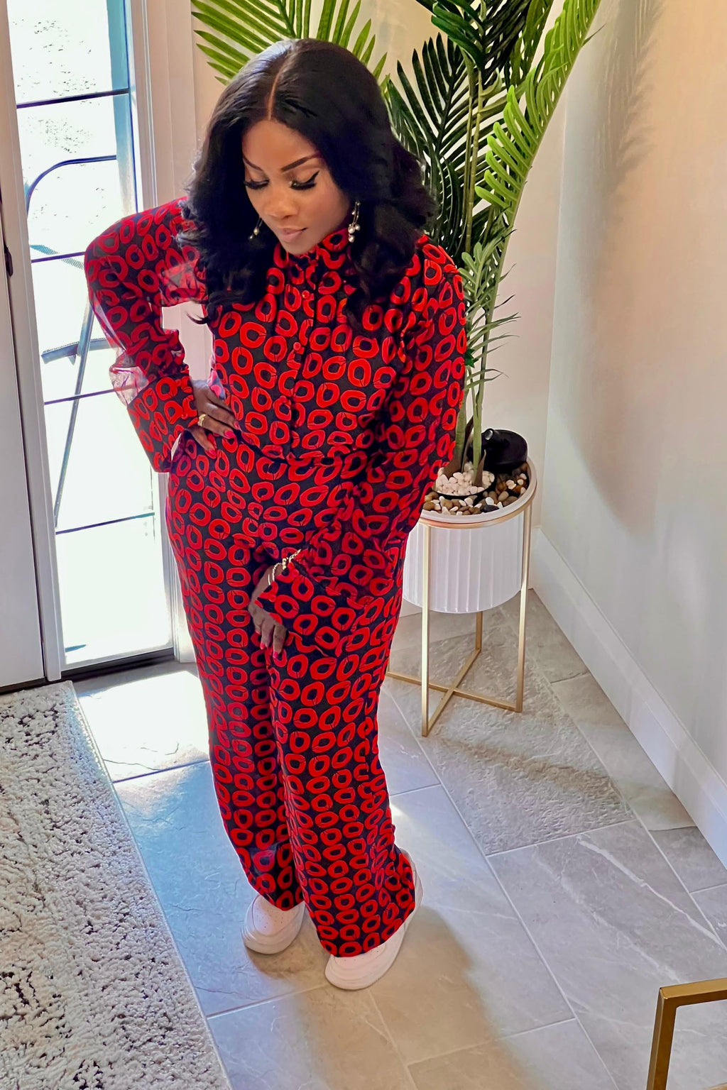 Elegant Adire Batik Silk Pant Set for Women