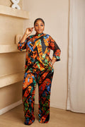 Elegant Adire Batik Silk Pant Set for Women